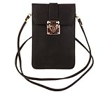 KISS GOLD (TM) Luxury Matte PU Leather Mini Crossbody Single Shoulder Bag Cellphone Pouch (Model A-Black)