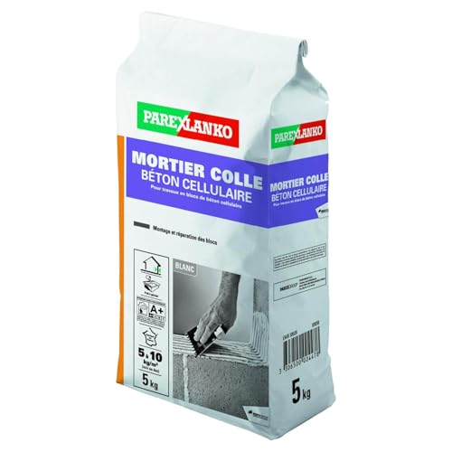Parexlanko - Mortier Colle Béton Cellulaire - Blanc - Montage et réparation de blocs de béton cellulaire - Prêt à gâcher - 5kg