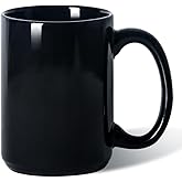 Smilatte 16 OZ Porcelain Coffee Mug, Classic Blank Ceramic Cup with Large Handle for Tea Latte Cappuccino, Black