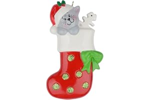 MAXORA 2024 Personalized Cat Christmas Ornament - Kitty Stocking Christmas Tree Ornament - Cat Ornament - Kitten's First Christmas - Custom Xmas Gifts for Pet Lovers, Owners