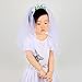 Valdler 2-Tier Beaded Veil with Attached Floral Headband for Girl White