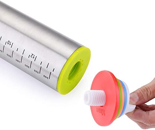 KATELUO Rouleau à Pâtisserie en Acier Inoxydable,Professionelle Rouleau a Patisserie Ajustable avec 4 Disques Réglables & Tapis de Cuisson en Silicone pour Fondant - Cuisine A Vivre KATELUO Rouleau à Pâtisserie en Acier Inoxydable,Professionelle Rouleau a Patisserie Ajustable avec 4 Disques Réglables & Tapis de Cuisson en Silicone pour Fondant
