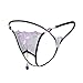 Open Crotch G String Panties for Women Sheer Lace Thong Embroidery Intimates Rhinestone Pendants Brief Sexy Underwear