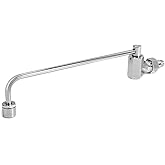 ZKDAUSDO Swing Spout Brass Wok Range Faucet, 3/8" NPT Male Inlet, Commercial Grade Wall Mounted Kitchen Sink Faucet with 12" Swivel Spout