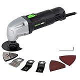 Oscillating Tool, 1.5A Oscillating Multi Tool Oscillating Angle:3° GALAX PRO 22000 OPM Multi-Tool with 3x Saw Blades, 1pcs Semi Circle Blade Sanding Plate, 6pcs Sanding Papers for Sanding, Grinding