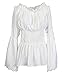 Charmian Women's Long Sleeve Off Shoulder Lace Trim Blouse Tops White XX-Large