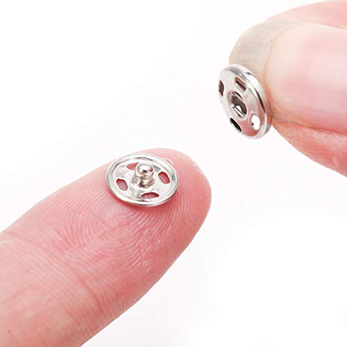 Senkary 200 Sets Sew-On Snaps, 10 mm Snap Buttons Metal Snap Fasteners Press Studs for Clothes, Sewing Clothing, Jeans, Jackets (Black and Silver)