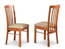 East West Furniture HLC-CHR-C Kitchen/Dining Chair Set with Cushion Seat, Light Cherry Finish, Set of 2