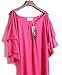 Merryfun Womens Sexy Summer Bat Ruffle Sleeve Cold Shoulder Loose Tunic Tops,Rose L