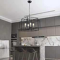 Maxax Modern Square Chandelier, 4-Light Farmhouse