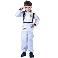 flatwhite Astronauts Costume for Kids (S (4-6Y)) White,Black