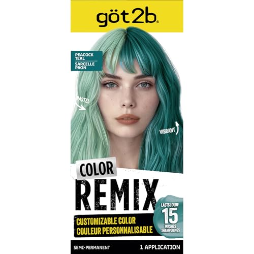 got2b Color Remix Semi-Permanent Hair Color, Peacock Teal 097, Customizable Tem…