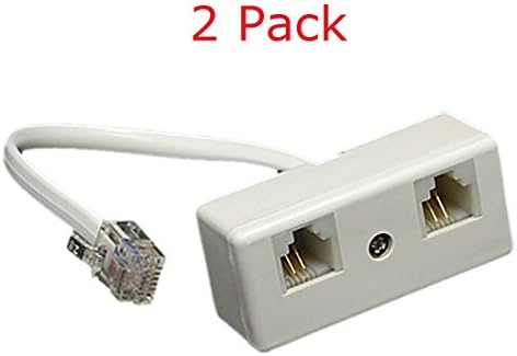 Gfortune 2-Way 6P4C RJ11 US Telephone Male Plug to RJ11 Socket Female Adapter Splitter for Landline Telephone (2 Pack)