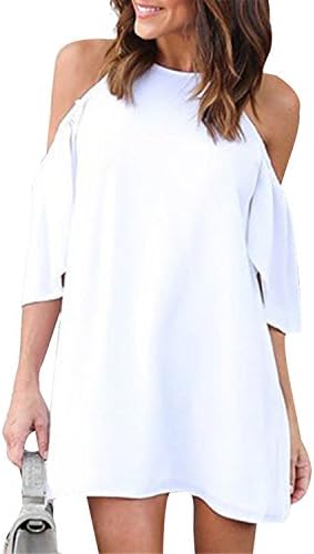 SDHEIJKY Solid Mini Dress Elegant Women Sexy Spaghetti Strap Half Sleeve Loose Dresses