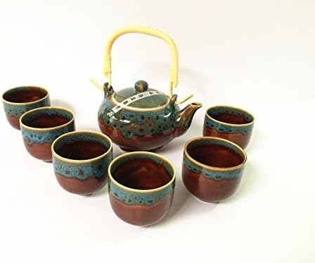 Eternal Chinese Porcelain Kung Fu Tea Set,Ceramic Teapot and Tea Cups (Sapphire blue)
