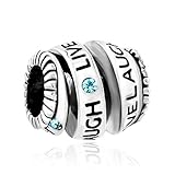 Pugster Sky Blue Swarovski Elements Crystal Live Love Laugh Spiral Bead Fits Pandora Charms Bracelet