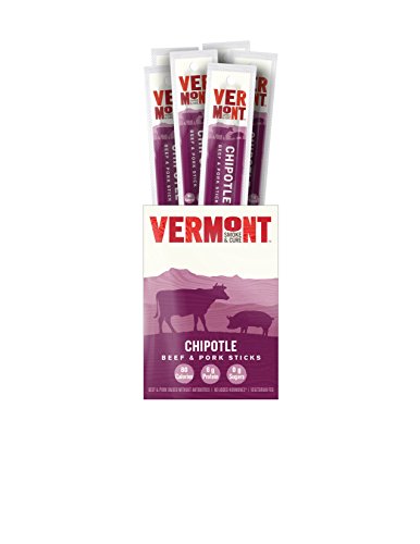 Vermont Smoke & Cure Meat Sticks - Antibiotic Free Beef & Pork Sticks - Gluten-Free Snack - Paleo and Keto Friendly - Nitrate Free - Chipotle - 1oz Stick - 24 Count