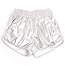 MAKARTHY Women's Metallic Shorts Elastic Waist Shiny Sparkly Rave Pants (X-Large, Silver)