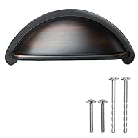 Oil Rubbed Bronze Kitchen Cabinet Pulls - 3 Inch Bin Cup Drawer Handles - 10 Pack of Kitchen Cabinet Hardware