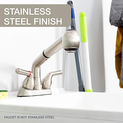 Universal Laundry Tub Faucet by VETTA, Double Handle Pull Out Spray