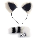 Plush Funny Cat Ears Headband and Fox Tail Plug Toys Women Cosplay Costume Accessories