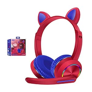 Cat-Ear-LED-Light-Up-Bluetooth-Headsets-with-MicNoise-Cancelling-Wireless-Headphones-Hands-Free-Headset-for-Children-Boys-Girls-Flame-Red Kids Headphones,Cat Ear LED Light Up Bluetooth Headsets with Mic,Noise Cancelling Wireless Headphones Hands Free Headset…