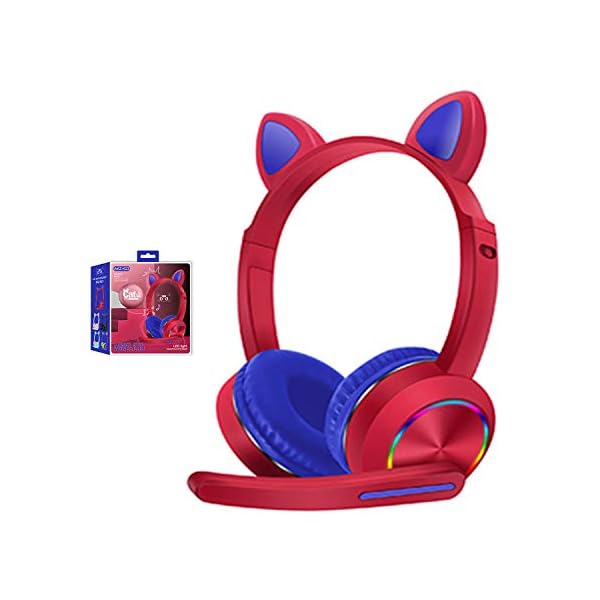 Cat-Ear-LED-Light-Up-Bluetooth-Headsets-with-MicNoise-Cancelling-Wireless-Headphones-Hands-Free-Headset-for-Children-Boys-Girls-Flame-Red Kids Headphones,Cat Ear LED Light Up Bluetooth Headsets with Mic,Noise Cancelling Wireless Headphones Hands Free Headset…