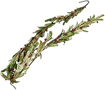 Gisela Graham rojo, verde y oro brillado muérdagos Garland - 150 cm