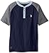 U.S. Polo Assn. Big Boys' Short Sleeve Henley, Marina Blue, 14/16