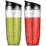 2-pack Replacement Parts 32oz Cup with Sip & Seal Lid Compatible with Nutri Ninja Auto IQ Series Blenders BL450 BL454 BL456 B