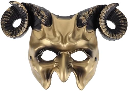 Media Máscara Con Cuernos – FIESTAS GUIRCA – PVC Plateado Y Negro – Talla Única – Disfraz Halloween, Demonio O Diablo Para Adulto Unisex