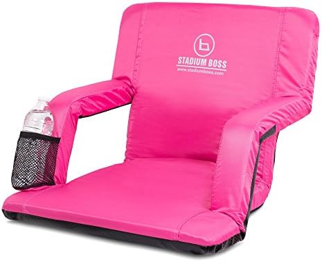 Stadium Boss Seat Reclining Bleacher Chair Folding with Back and Arms – Padded Sport Chair Armrest Recline - Perfect for Bleachers Lawns and Backyards – Supports Your Back – Shoulder Straps Cushion