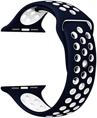 StarMoring Soft Silicone Sport Band Replacement Wrist Strap for iWatch Apple Watch Series 1 Series 2,42mm,S/M,NavyBlue and White