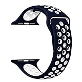 StarMoring Soft Silicone Sport Band Replacement Wrist Strap for iWatch Apple Watch Series 1 Series 2,42mm,S/M,NavyBlue and White