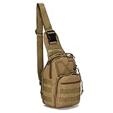 Dunnta Tactical Sling Bag, Military Sport Bag EDC Molle Pack Daypack for Camping, Hiking, Trekking, Rover Sling (A1 Khaki)