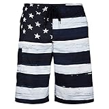 US Apparel Men's American Flag Inspired Board Shorts, Black, L