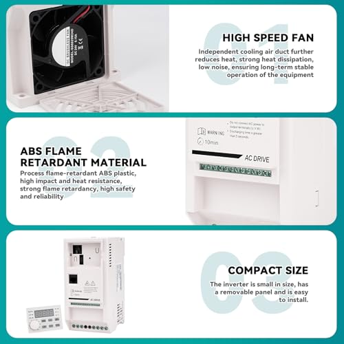 Inverter 220 V Variable Frequency Drive 4KW VFD Frequency Converter Single Phase Input 220 V Output Three Phase 380 V CNC Motor Speed Controller ZHB600-4KW Extension Cable 2 m