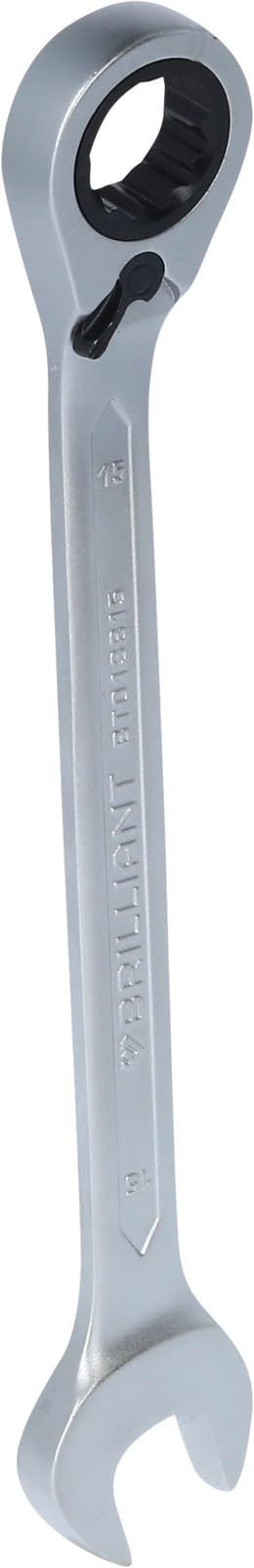 BRILLIANT TOOLS BT013815 Ratchet Ring Spanner 15 mm [Powered by KS Tools]