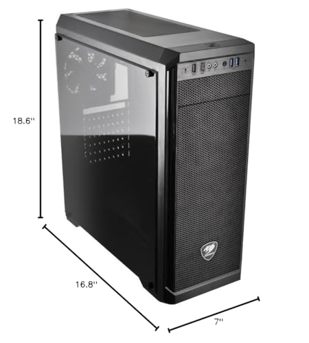 Cougar MX330-G MX330 Mid Tower Case with Full Tempered Glass Window and USB 3.0 , black