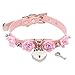 Handmade Cosplay Studded Flowers Leather Heart Lock Choker Collar Cute Kawaii