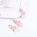 Everrich Fashion Love Crystal Stud Earrings Necklace Statement Jewelry Sets for Women Valentine,Pink,2 Pairs