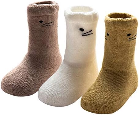 Baby Kids Winter Socks 0-4 Years Toddler Boys Girls Thick Warm Cotton Mid-calf Cartoon Comfort Socks