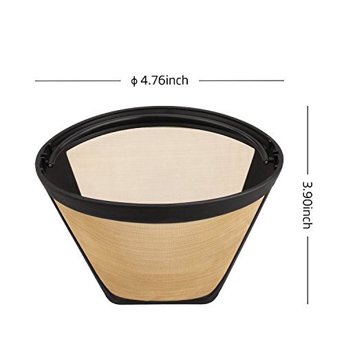 NRP Steel Micro-mesh Gold-tone Permanent Coffee Filter for KRUPS F0494210 Coffeemaker 8-12cup, Universal Fit Cone GTF - Thumbnail 4