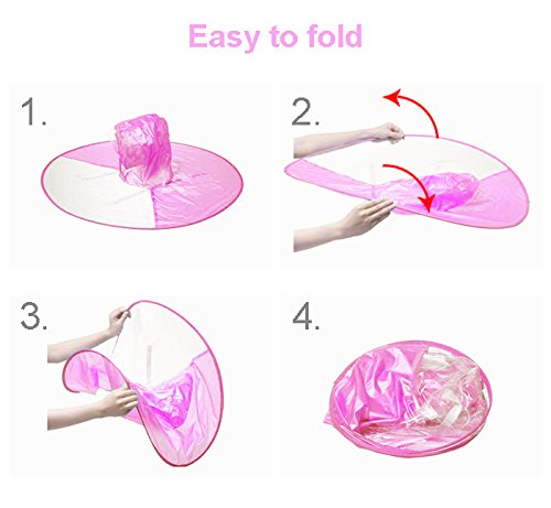 VenusCare Kids Umbrella Hat UFO Portable Headwear Foldable Hands Free Pink (Small)