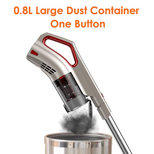 Comfyer Cordless Vacuum Cleaner, 2 in 1 Bagless Stick Vacuum, 8Kpa Multi-Cyclonic Suction & LED Power Brush, Lightweight Handheld Vacuum with HEPA Filter, 22.2V Detachable Battery and Wall Mount