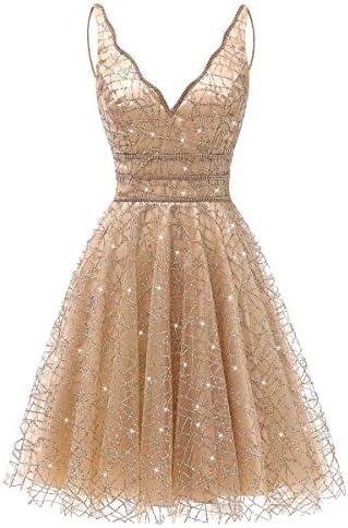 Women's Tulle Prom Gown Short Homecoming Dresses Crystal Sparkle Party Dresses