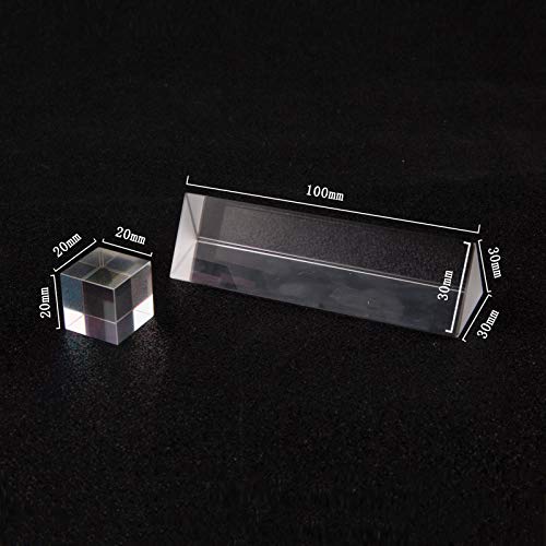 2 Pack Optical Crystal Prism Set, 100mm Triangular Prism, 20mm Crystal Cube for Teaching Light Spectrum, Science Physics and Photo Photography, Rainbow Suncatcher