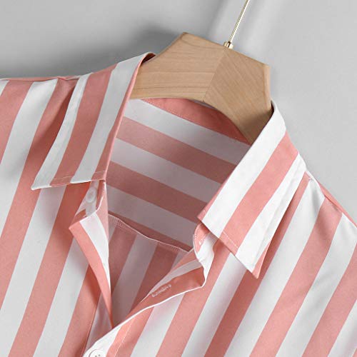 Camicia-Uomo-Slim-Fit-Manica-Lunga-Righe-Elegante-Sasstaids-Strisce-Verticali-Moda-Tops-con-Pulsante-Casual-Shirts-Poliestere-Nero-Rosa-MLXLXXLXXXL