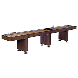 Challenger Shuffleboard Table w Dark Cherry Finish, Hardwood Playfield and Storage Cabinets