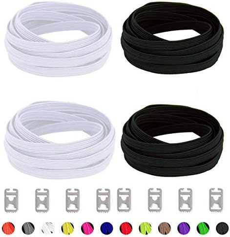 ICoolBear No Tie Shoelaces Elastic Classic Flat Lock Laces for Kids Adults Shoe Buckles Tieless